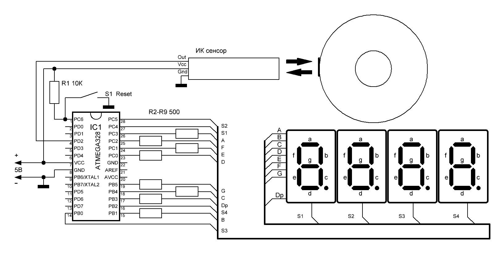 Тахометр на микроконтроллере своими руками схема